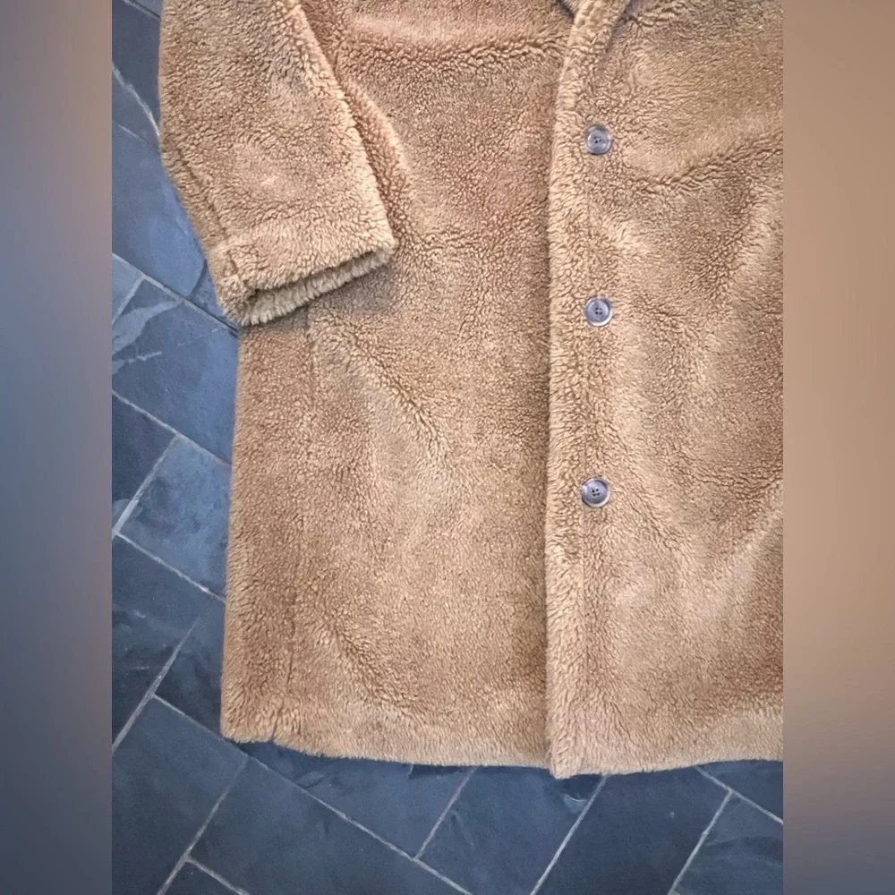 Gap tan brown teddy Sherpa coat jacket size large - Picture 6 of 6